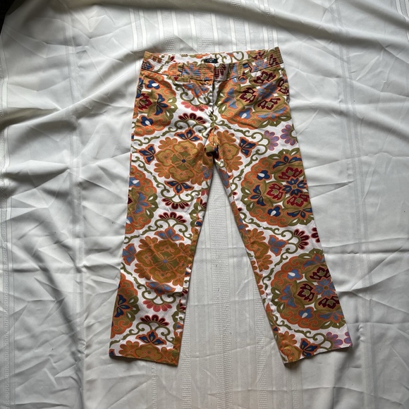 Y2K J.Crew City Fit Stretch Chino Floral Pants Women’s 8 Retro Preppy Trousers - Picture 2 of 12